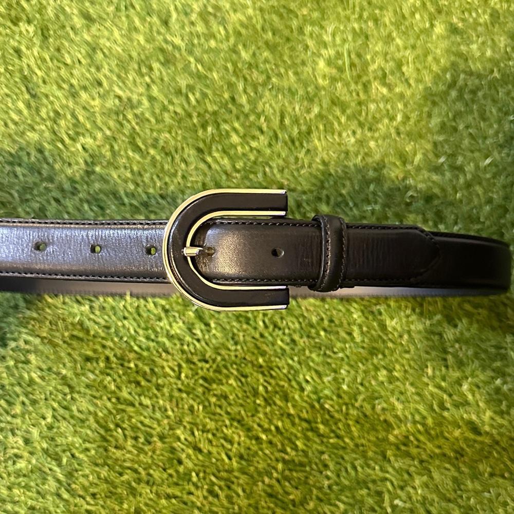 Sezane “Ombline” Black Belt with Gold Buckle Size 85
